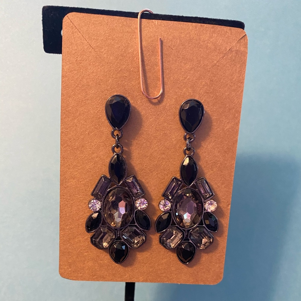 Black and gray dangle earrings
